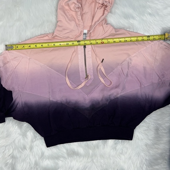 PINK black Slouchy Sport cropped Quarter zip pullover hoodie Extra Small XS - Picture 7 of 12
